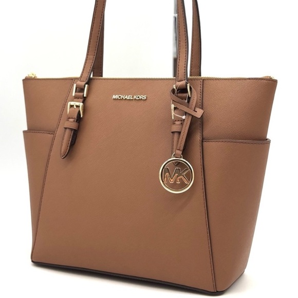 Michael Kors Large Charlotte Tote Bag Luggage Brown - Picture 1 of 10